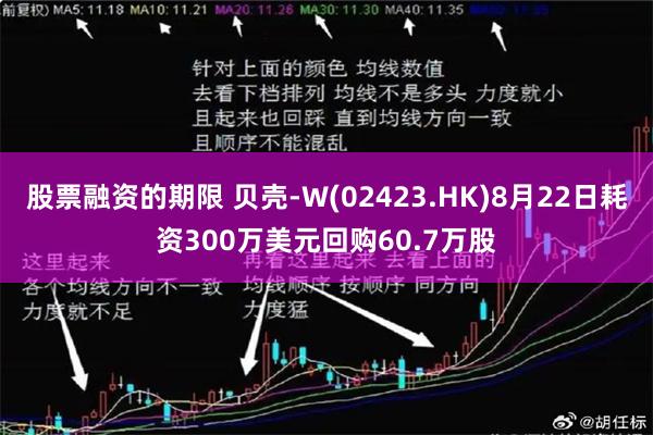 股票融资的期限 贝壳-W(02423.HK)8月22日耗资300万美元回购60.7万股