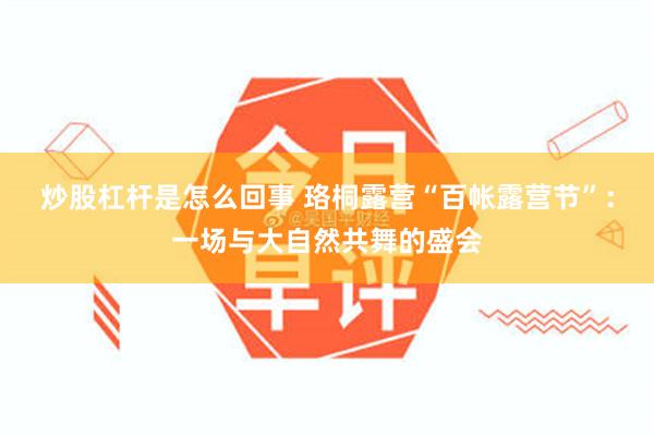 炒股杠杆是怎么回事 珞桐露营“百帐露营节”：一场与大自然共舞的盛会