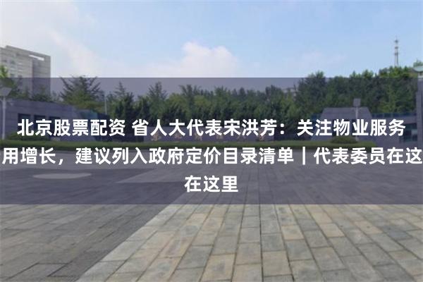 北京股票配资 省人大代表宋洪芳：关注物业服务费用增长，建议列入政府定价目录清单｜代表委员在这里